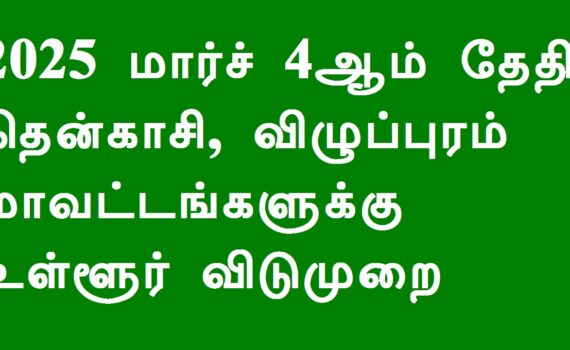 2025 மார்ச் 4ஆம் தேதி தென்காசி விழுப்புரம் மாவட்டங்களுக்கு உள்ளூர் விடுமுறை